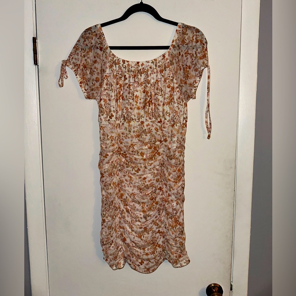 Ultra Flirt Gold Flutter Sleeve Mini Dress